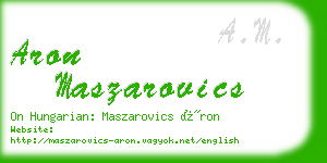 aron maszarovics business card